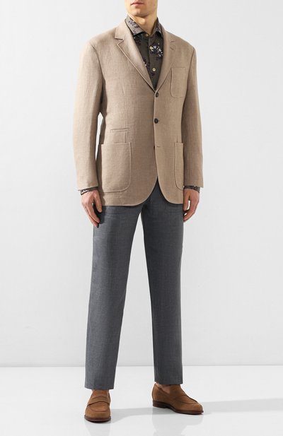 Льняные брюки BRIONI серого цвета по цене 85250 руб., арт. RPMJ0M/P6114/NEW JAMAICA, фото 2 Льняные брюки BRIONI, арт. RPMJ0M/P6114/NEW JAMAICA, фото 2