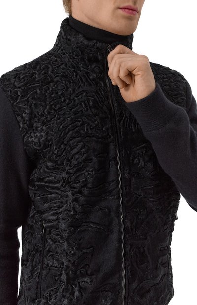 Кардиган с отделкой из свакары MVST черного цвета по цене 850000 руб., арт. FTRECK-ES4440SW, фото 5 Кардиган с отделкой из свакары MVST, арт. FTRECK-ES4440SW, фото 5