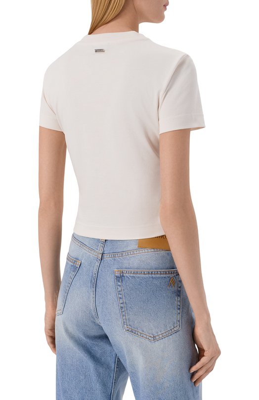 Хлопковая футболка Mugler 25F3TS01086016 Кремовый  25F3TS01086016 Фото 4