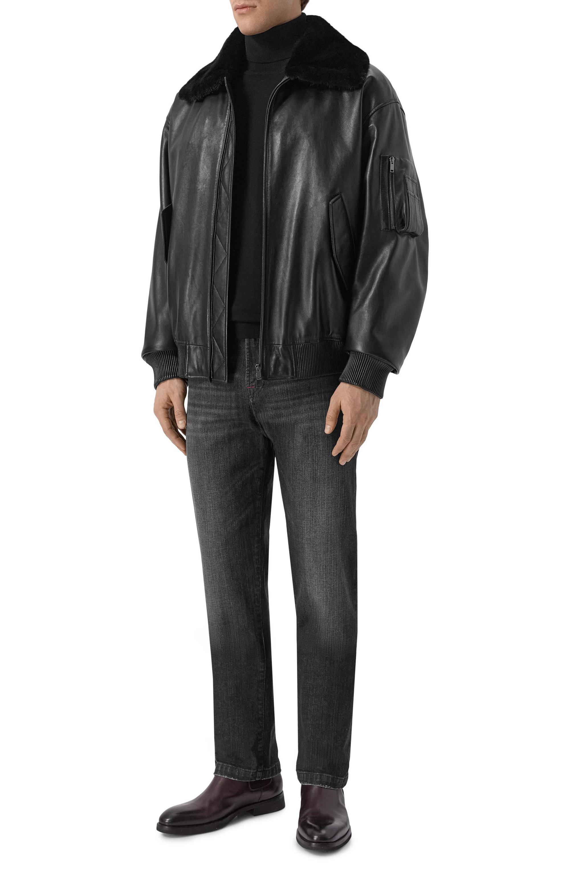 Кожаный бомбер с подкладкой из норки MVST, арт. M25.1PM.0004*/BIG SIZE/PL0NGE, фото 2