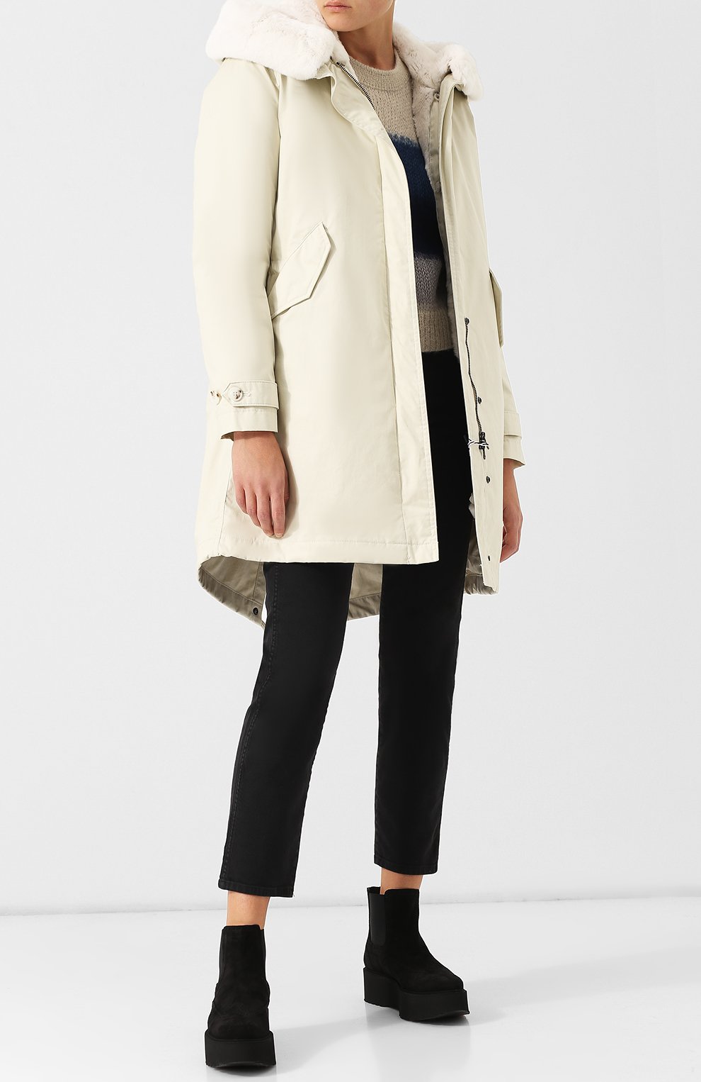 Хлопковая парка с капюшоном из меха кролика WOOLRICH, арт. WWCPS2629/LM10, фото 2