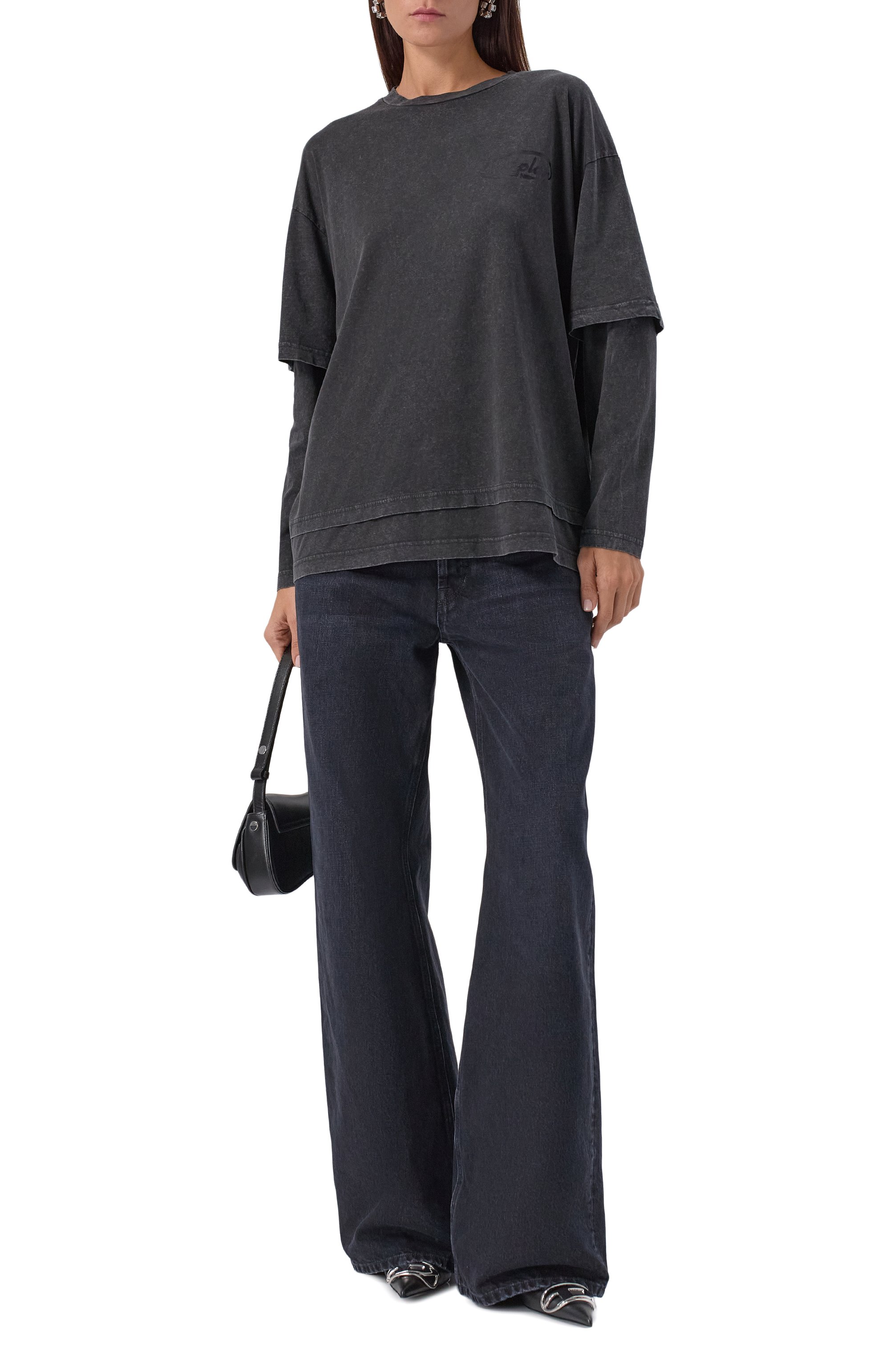 Хлопковый лонгслив REPLAY темно-серого цвета по цене 9950 руб., арт. W3448 .000.22658HM, фото 2 Хлопковый лонгслив REPLAY, арт. W3448 .000.22658HM, фото 2