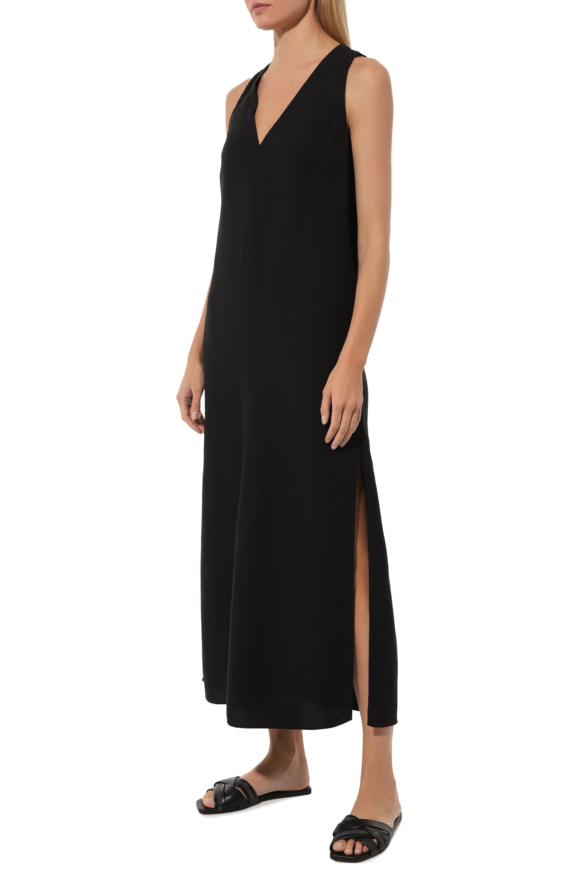 Платье из вискозы и льна BRUNELLO CUCINELLI, арт. MH126A4812, фото 3