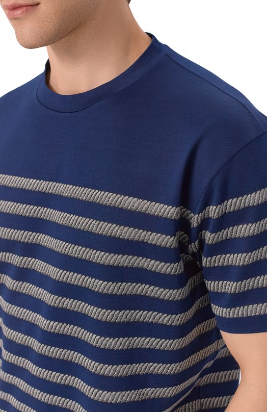 Футболка из хлопка и вискозы Giorgio Armani GM003039/TE19976 Синий  GM003039/TE19976 Фото 5