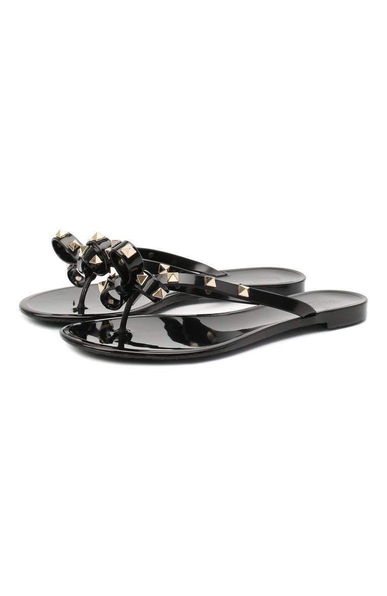 Женские шлепанцы rockstud VALENTINO черного цвета, арт. ZW2S0552/PVS | Фото 1 (Статус проверки: Проверена категория; Каблук высота: Низкий; Подошва: Плоская; Материал внешний: Резина; Материал внутренний: Текстиль; Региональные ограничения белый список (Axapta Mercury): RU; Ювелирные украшения: Назначено; ширина носка стельки: 8,8; толщина подошвы: 0,7)