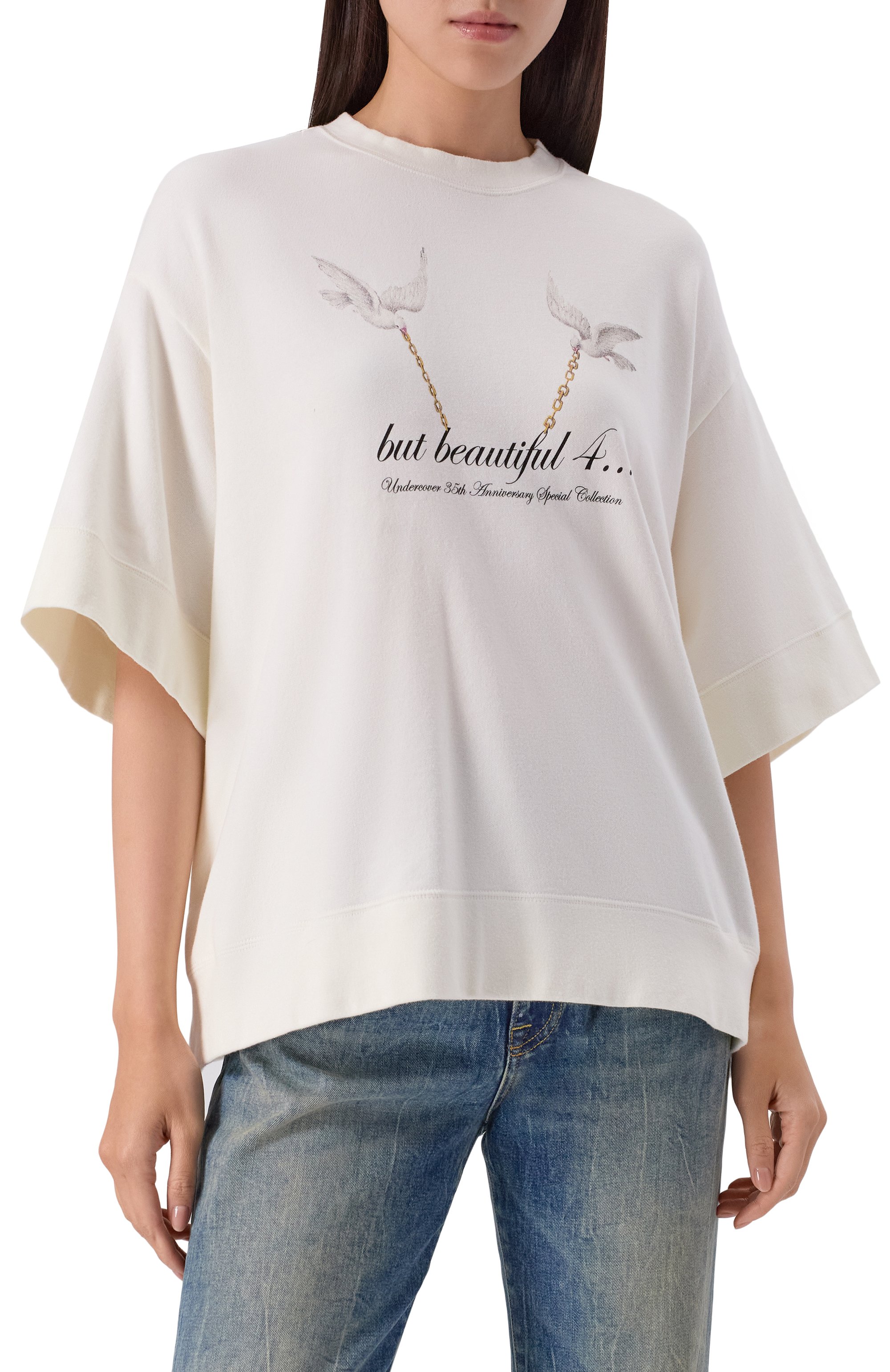 Хлопковый свитшот UNDERCOVER кремового цвета по цене 42250 руб., арт. UC2E1893-1, фото 3 Хлопковый свитшот UNDERCOVER, арт. UC2E1893-1, фото 3