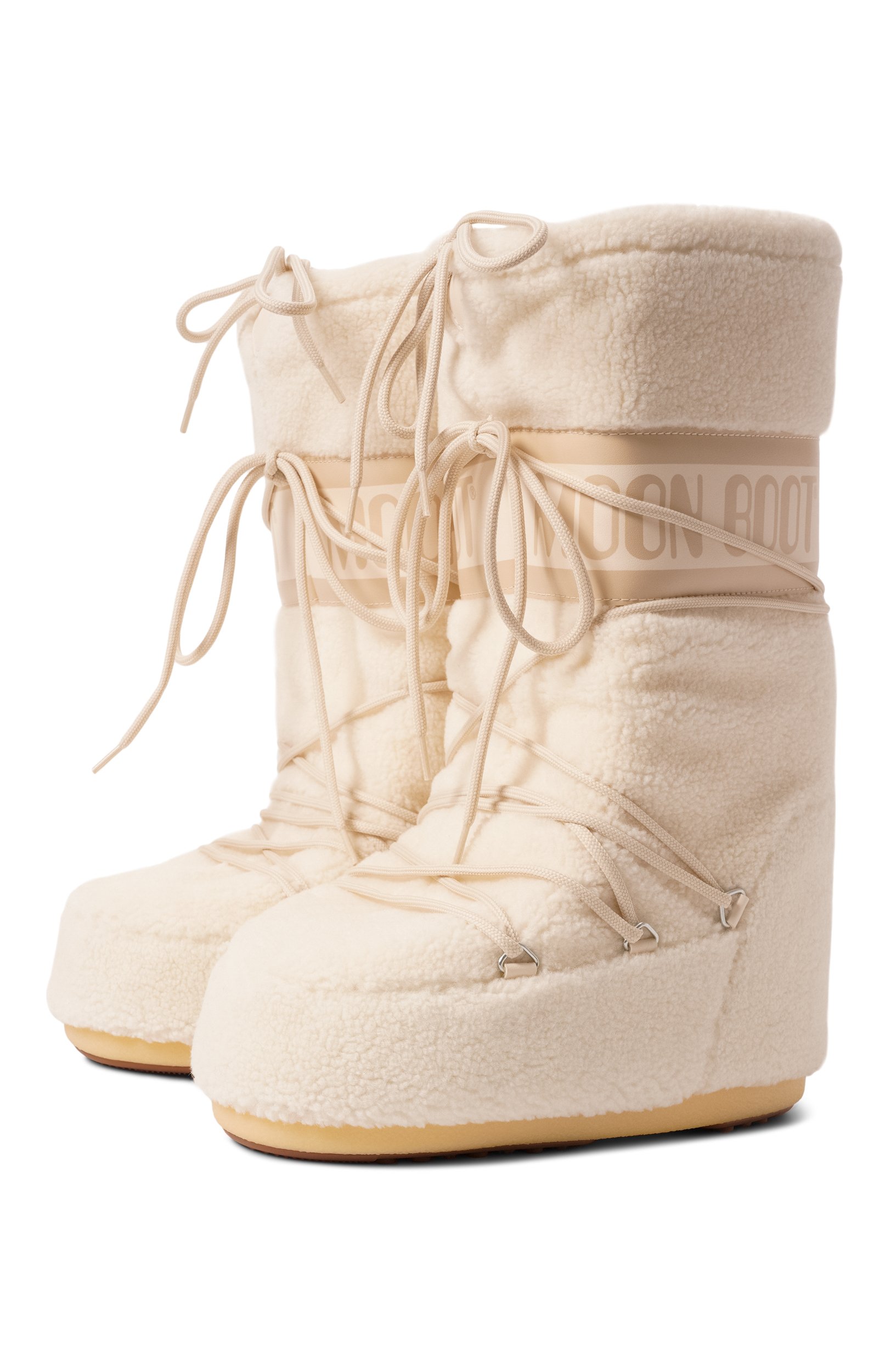 Текстильные сапоги icon MOON BOOT кремового цвета по цене 38950 руб., арт. 80D1403080, фото 1 Текстильные сапоги icon MOON BOOT, арт. 80D1403080, фото 1