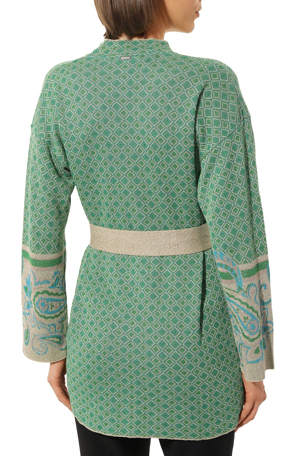 Кардиган из вискозы LIU JO зеленого цвета по цене 28950 руб., арт. WA3518 MA587, фото 4 Кардиган из вискозы LIU JO, арт. WA3518 MA587, фото 4