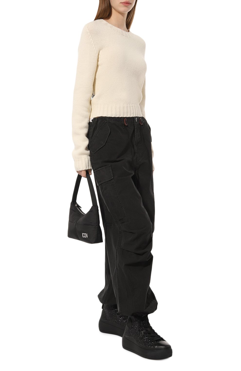 Хлопковые брюки-карго R13 черного цвета по цене 66550 руб., арт. R13WR241-R321B, фото 2 Хлопковые брюки-карго R13, арт. R13WR241-R321B, фото 2