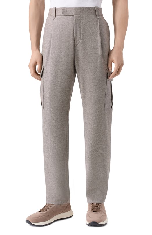 Шерстяные брюки-карго Brioni RP3T0M/0AA0C Бежевый  RP3T0M/0AA0C Фото 3