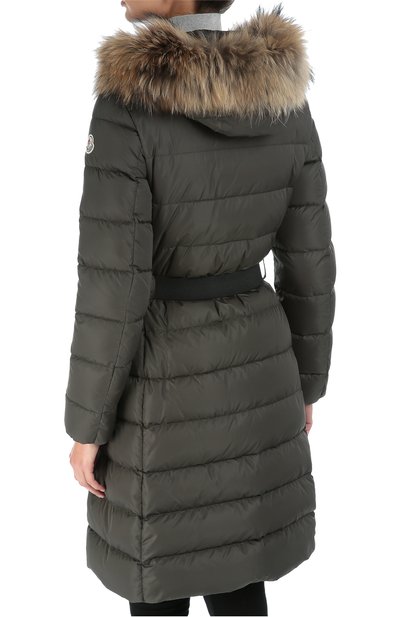 Удлиненный пуховик с меховой отделкой капюшона и поясом MONCLER, арт. B2-093-49884-25-68065, фото 4