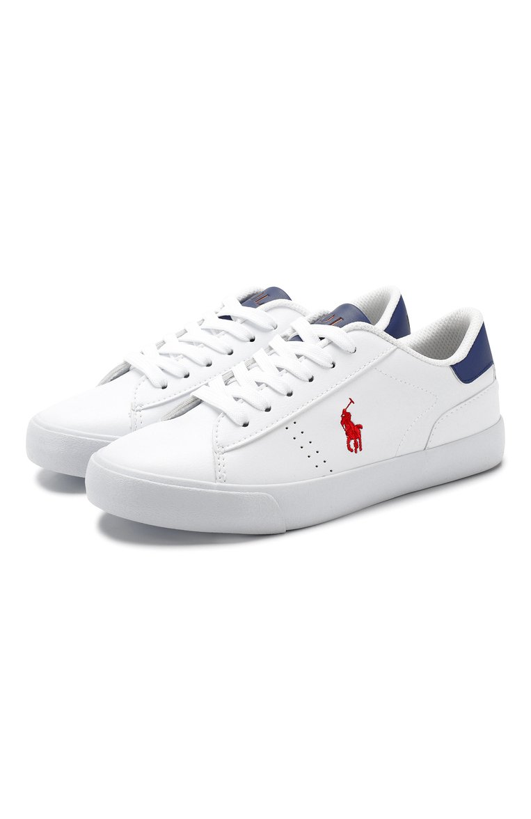 Детские кеды на шнуровке POLO RALPH LAUREN белого цвета, арт. RF101533/JUNI0R | Фото 1 (Статус проверки: Проверено, Проверена категория; Материал внутренний: Текстиль; Материал внешний: Экокожа; Нос: Не проставлено)