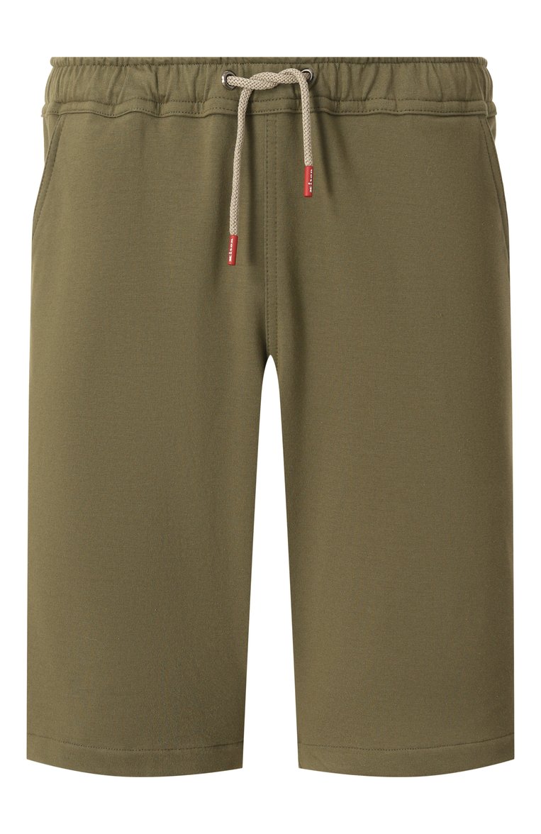 Мужские хлопковые шорты KITON хаки цвета, арт. UPSH0RTH0805284 | Фото 1 (Длина Шорты М: До колена; Материал внешний: Хлопок; Случай: Повседневный; Принт: Без принта; Стили: Милитари; Автоматизация ТО: Проставлено; Автоматизация состава: Проставлено; Детали: Без декора)
