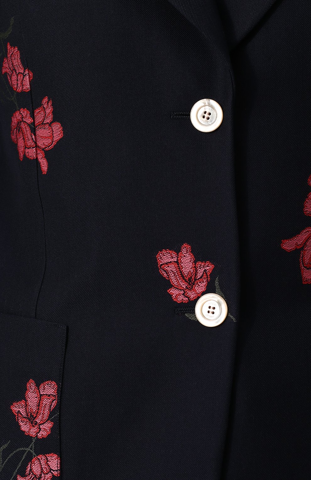 Приталенные жакет из смеси хлопка и шерсти с декоративной вышивкой GUCCI синего цвета по цене 155000 руб., арт. 501147/ZKM14, фото 5 Приталенные жакет из смеси хлопка и шерсти с декоративной вышивкой GUCCI, арт. 501147/ZKM14, фото 5
