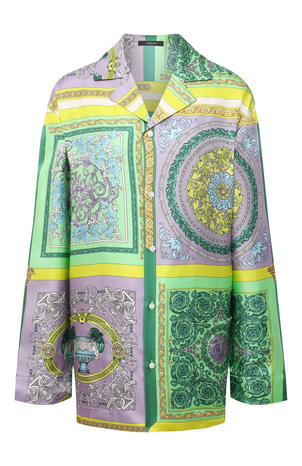 Шелковая рубашка VERSACE сиреневого цвета по цене 151000 руб., арт. AUD05056/1F00508, фото 1 Шелковая рубашка VERSACE, арт. AUD05056/1F00508, фото 1