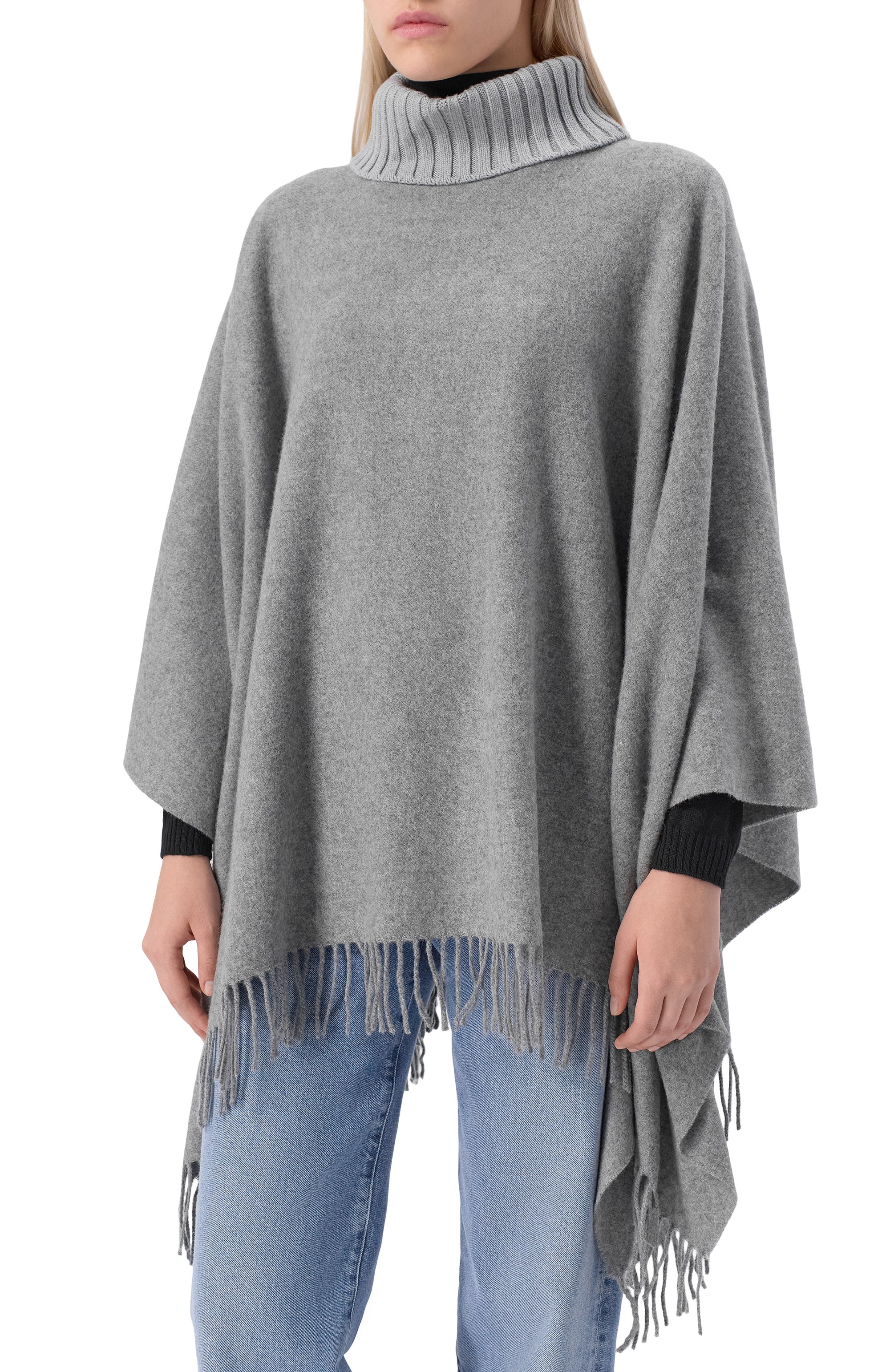 Пончо из шерсти и кашемира GRAN SASSO серого цвета по цене 39400 руб., арт. 95293/93093, фото 3 Пончо из шерсти и кашемира GRAN SASSO, арт. 95293/93093, фото 3