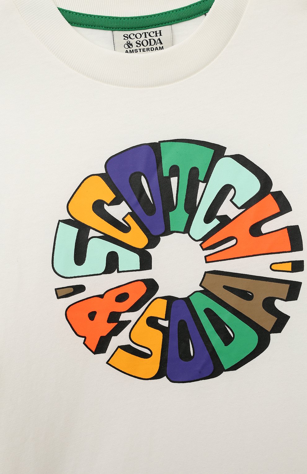 Хлопковая футболка SCOTCH AND SODA белого цвета по цене 3850 руб., арт. 170565-23-SSBM-D51, фото 3 Хлопковая футболка SCOTCH AND SODA, арт. 170565-23-SSBM-D51, фото 3