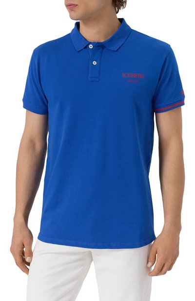 Хлопковое поло ICEBERG синего цвета по цене 7985 руб., арт. ICE25MPL01, фото 3 Хлопковое поло ICEBERG, арт. ICE25MPL01, фото 3