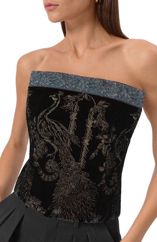 Топ-корсет из вискозы и шелка Giorgio Armani GW001884/TE15473 Чёрный  GW001884/TE15473 Фото 5
