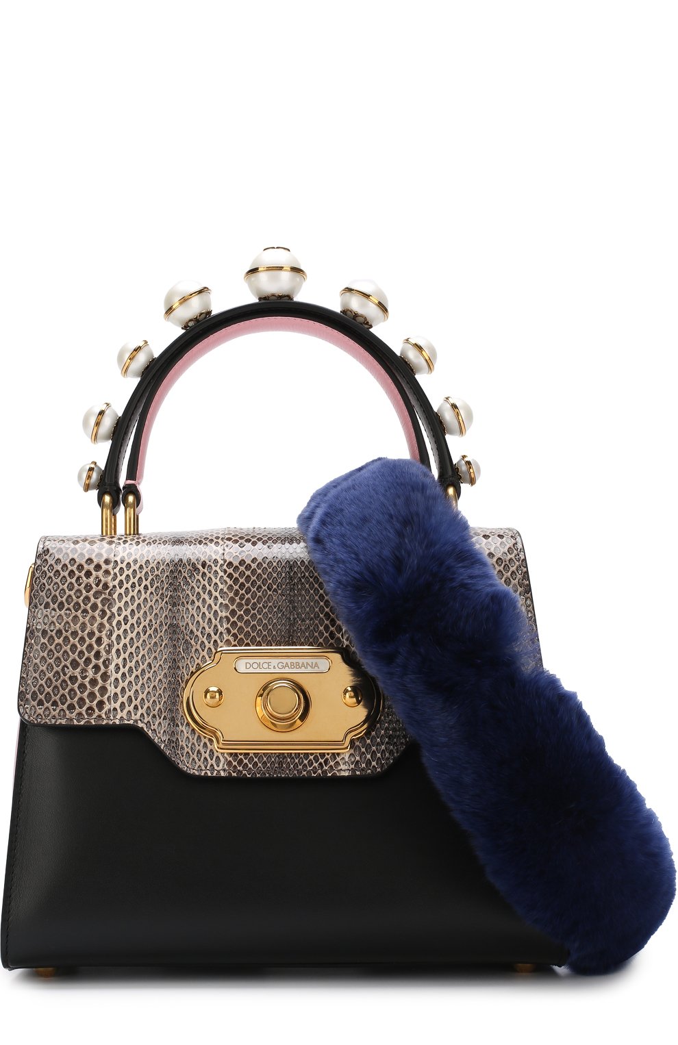 Сумка welcome с отделкой из кожи змеи и меха кролика DOLCE & GABBANA, арт. BB6374/AH660, фото 5