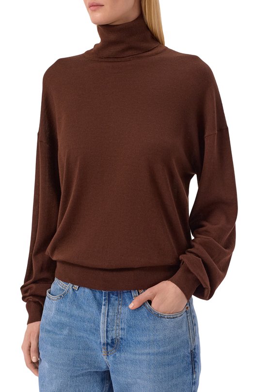 Водолазка из шерсти и кашемира Saint Laurent 850335/YAPK2 Коричневый  850335/YAPK2 Фото 3