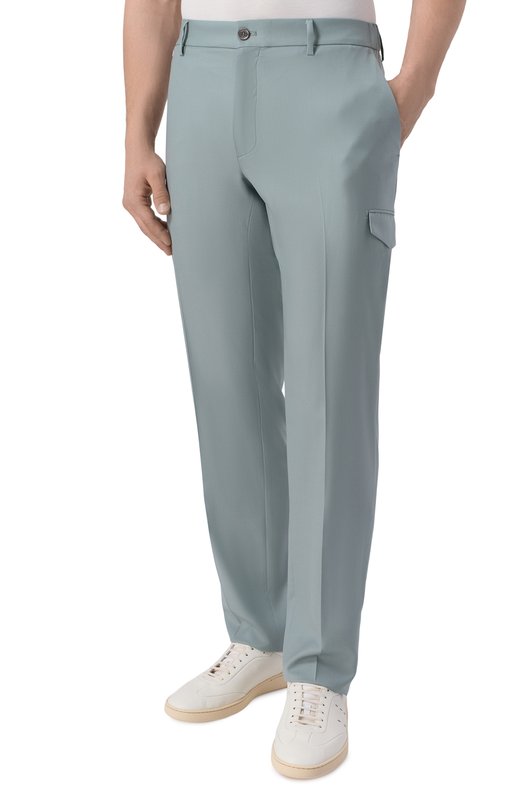 Брюки-карго из шерсти и шелка Stefano Ricci M1T6100142/WK002U Голубой  M1T6100142/WK002U Фото 3