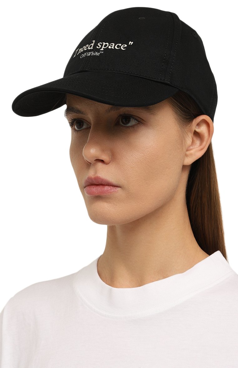 Женская хлопковая бейсболка OFF-WHITE черного цвета, арт. 0WLB044F23FAB015 | Фото 2 (Материал: Хлопок, Текстиль; Материал сплава: Проставлено; Нос: Не проставлено)