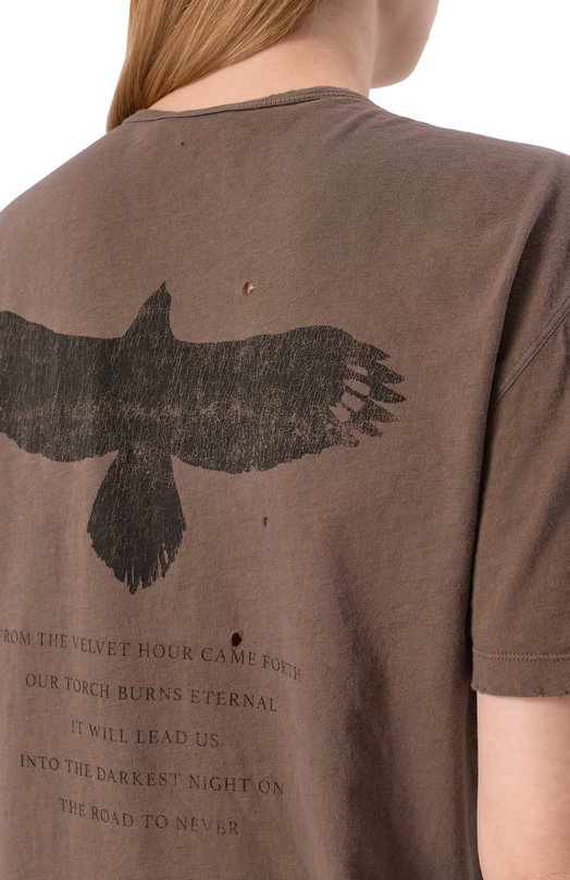 Хлопковая футболка Ann Demeulemeester B0013500/FA638 Коричневый  B0013500/FA638 Фото 5