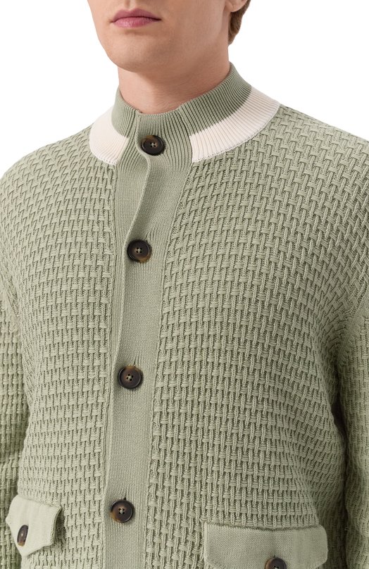 Хлопковый кардиган Kiton UMK065504 Зелёный  UMK065504 Фото 5
