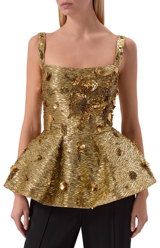 Топ с отделкой бисером и пайетками Elie Saab T0259NR26/BE062 Золотой  T0259NR26/BE062 Фото 3