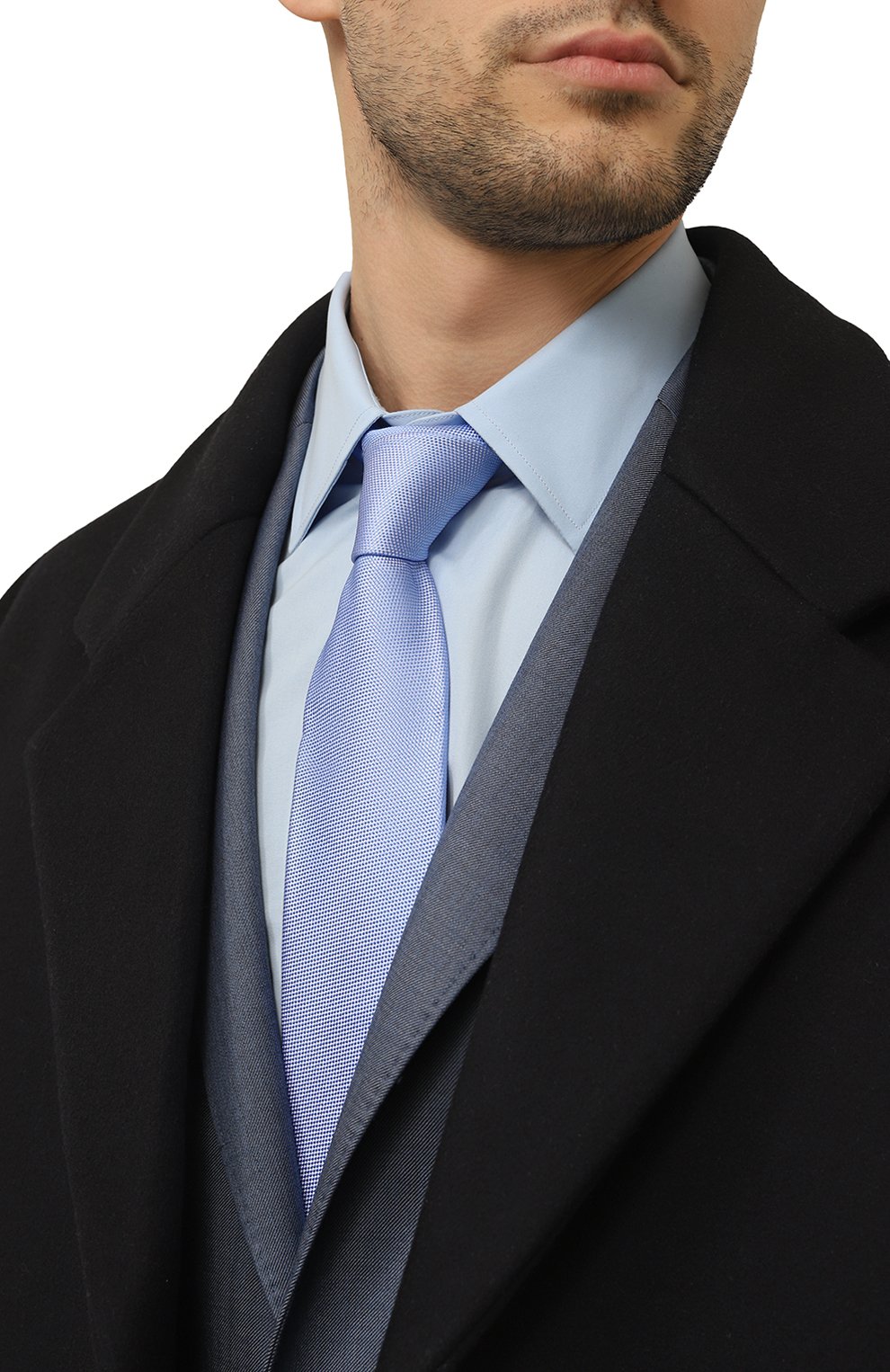 Шелковый галстук ALTEA голубого цвета по цене 10600 руб., арт. 2311231, фото 2 Шелковый галстук ALTEA, арт. 2311231, фото 2