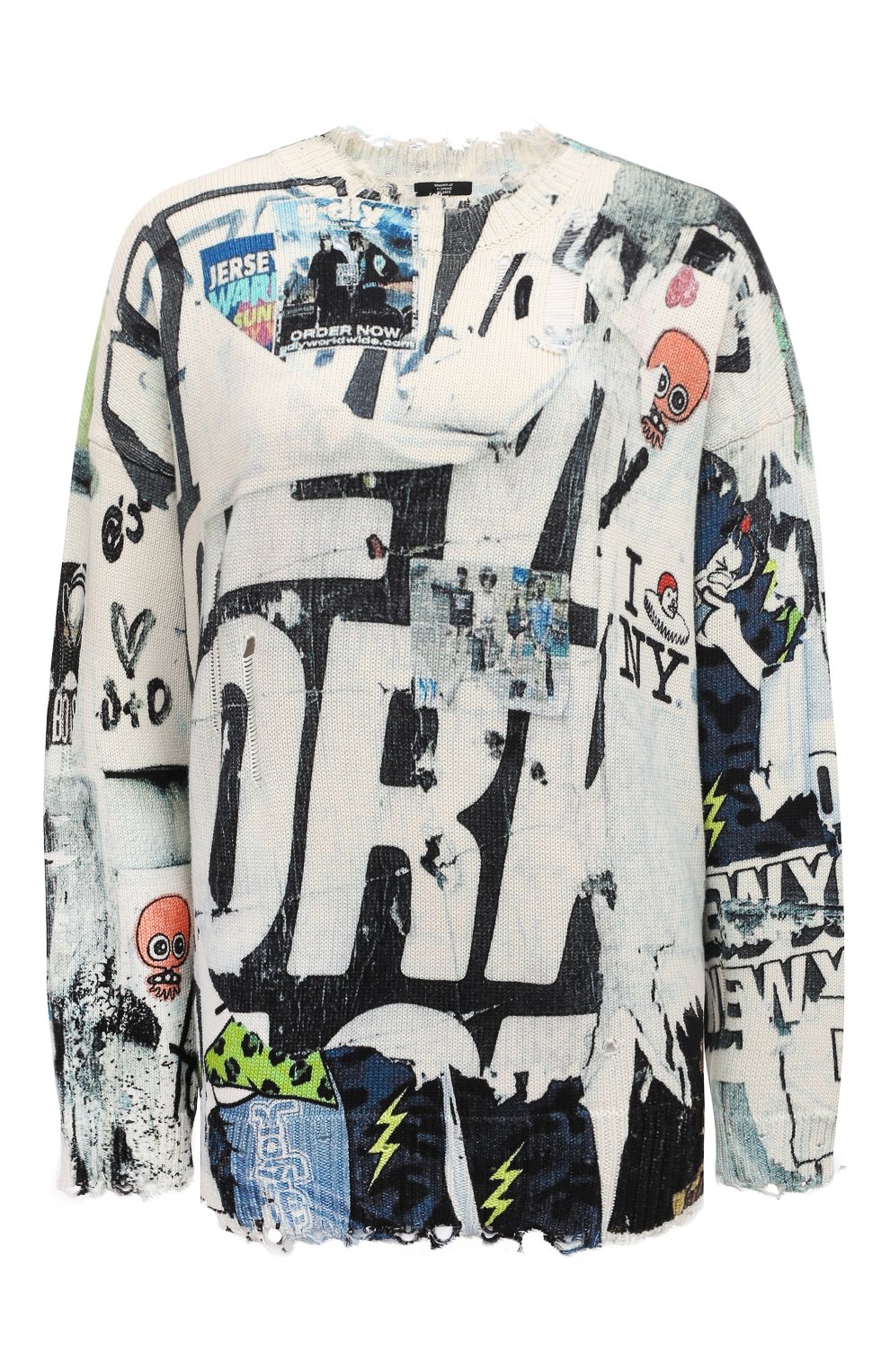 Хлопковый пуловер R13 разноцветного цвета по цене 57400 руб., арт. R13WY009-Y080B, фото 1 Хлопковый пуловер R13, арт. R13WY009-Y080B, фото 1