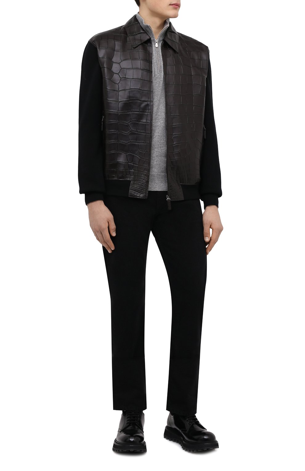 Кардиган с отделкой из кожи аллигатора BRIONI, арт. UMIJ0L/01K13/AMIS, фото 2