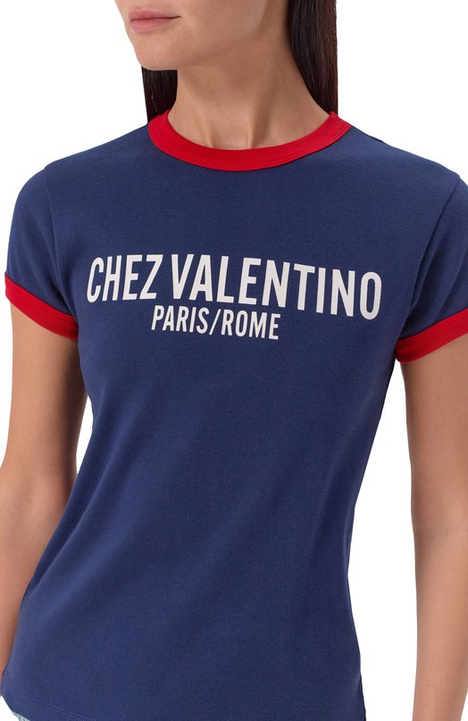 Хлопковая футболка Valentino 7B3MG24D/970 Синий  7B3MG24D/970 Фото 5