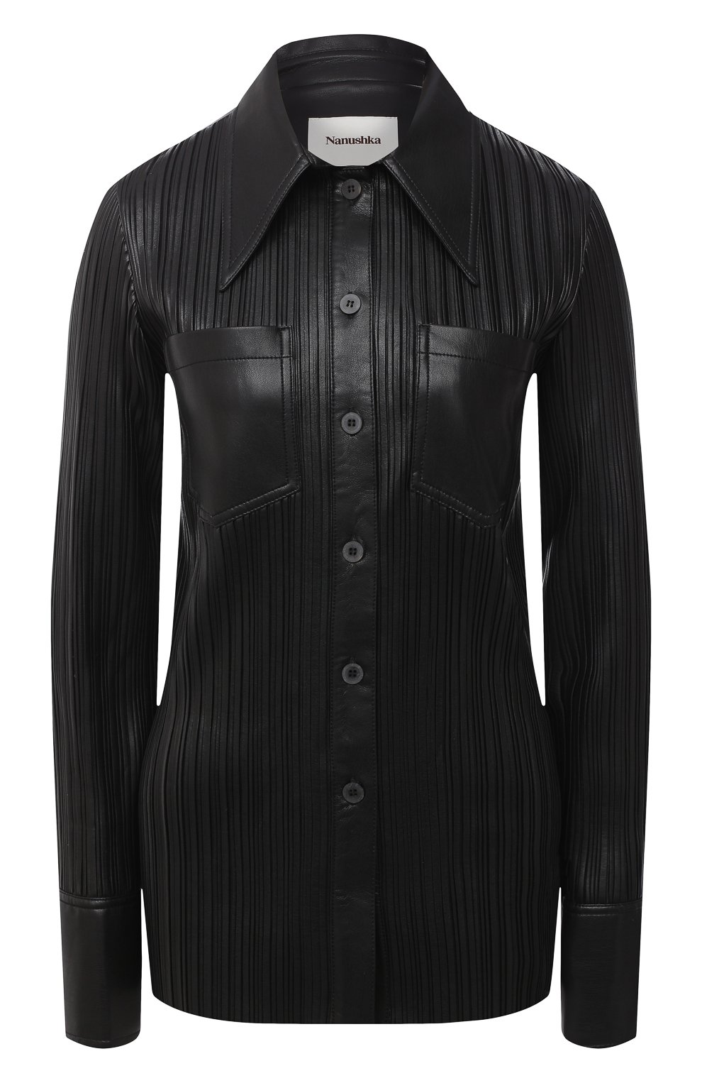 Рубашка NANUSHKA, арт. BLAINE_BLACK PLEAT_VEGAN LEATHER, фото 1