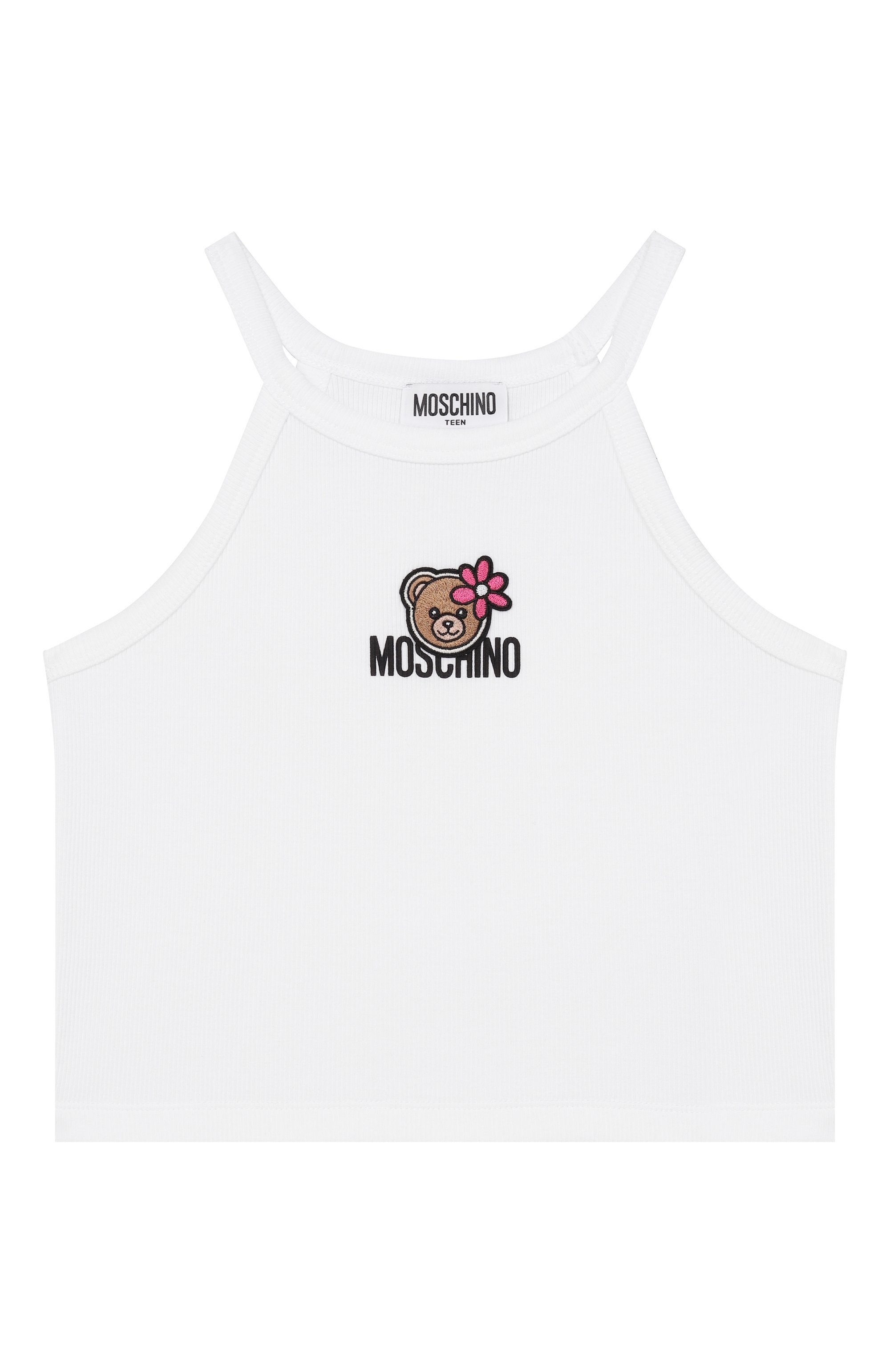Хлопковая майка MOSCHINO белого цвета по цене 12300 руб., арт. HDM06Z/LBA39_001, фото 1 Хлопковая майка MOSCHINO, арт. HDM06Z/LBA39_001, фото 1