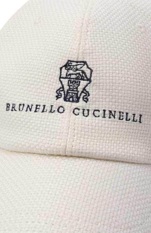 Бейсболка из шелка и льна Brunello Cucinelli MZ4039850 Кремовый  MZ4039850 Фото 3