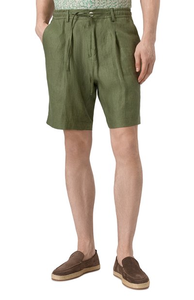 Льняные шорты FEFE` зеленого цвета по цене 27850 руб., арт. BERMUDA LINEN C0ULISSE/BERL502.61, фото 3 Льняные шорты FEFE`, арт. BERMUDA LINEN C0ULISSE/BERL502.61, фото 3