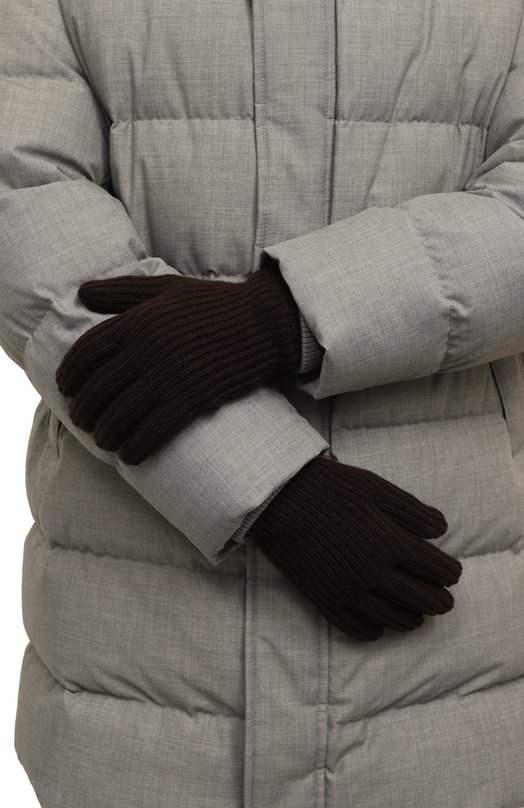 Кашемировые перчатки malo Коричневый, фото 2