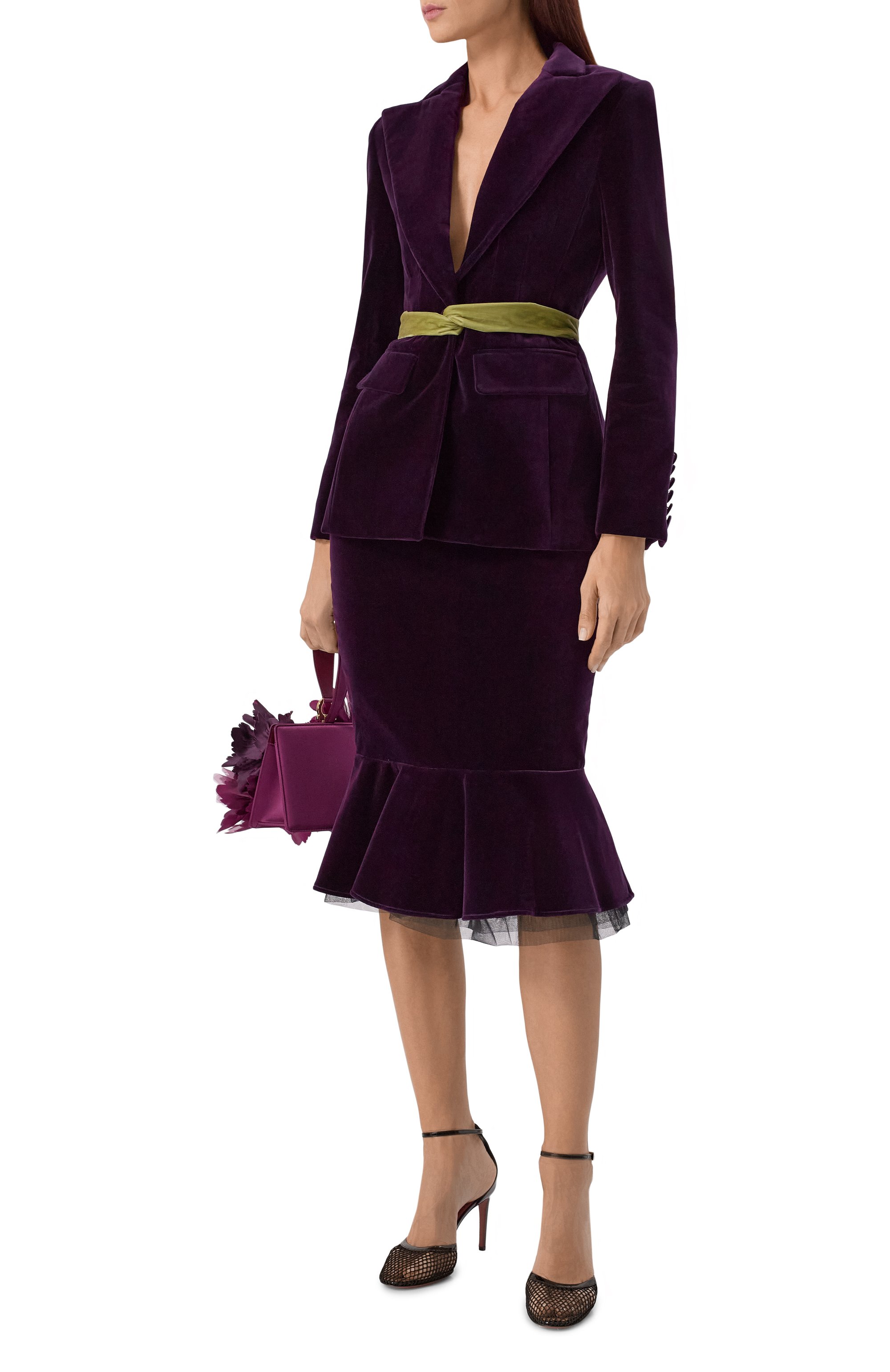 Бархатный жакет NINA RICCI фиолетового цвета по цене 214500 руб., арт. 25ACVE018/C01092, фото 2 Бархатный жакет NINA RICCI, арт. 25ACVE018/C01092, фото 2