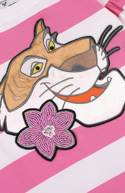 Хлопковое мини-платье с аппликацией и бахромой MONNALISA, арт. 191913RB, фото 3