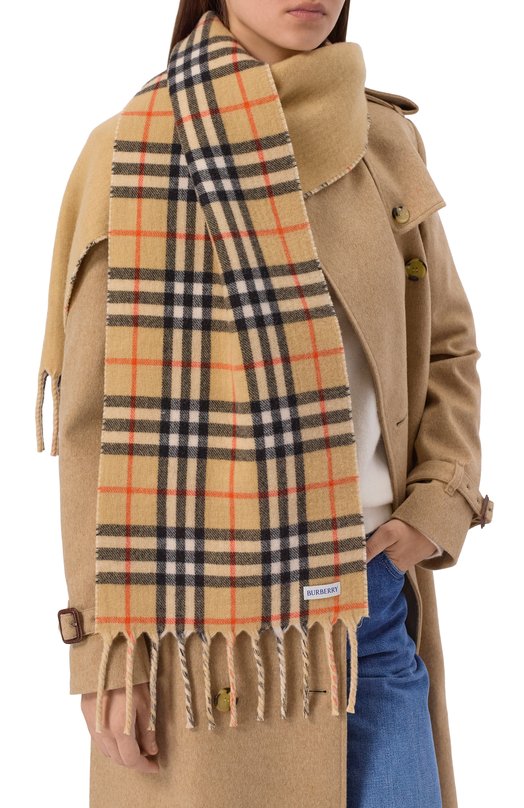 Двусторонний шарф из кашемира Burberry 8109751 Бежевый  8109751 Фото 3