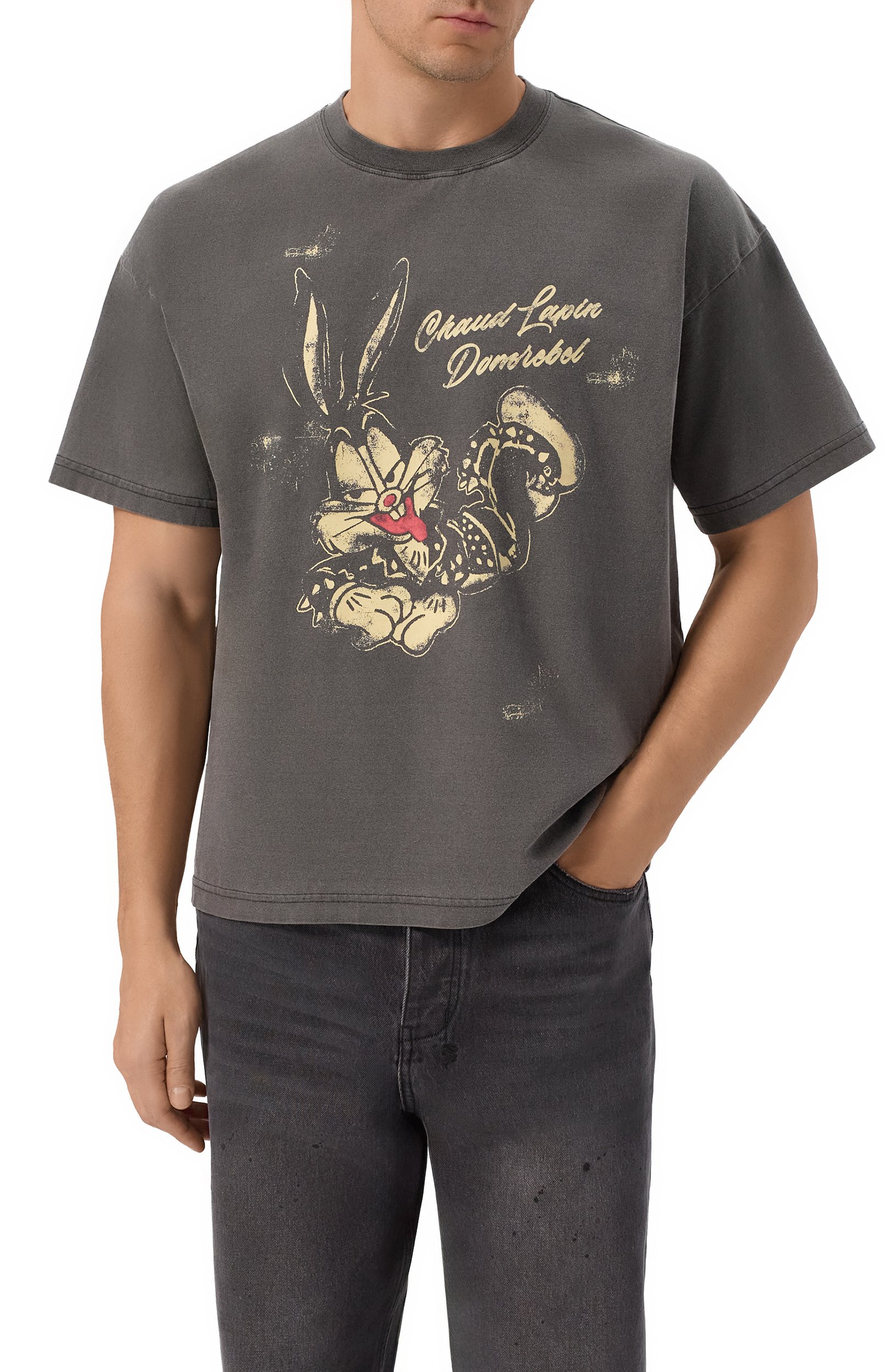 Хлопковая футболка DOMREBEL темно-серого цвета по цене 22100 руб., арт. M CHAUD/T-SHIRT, фото 3 Хлопковая футболка DOMREBEL, арт. M CHAUD/T-SHIRT, фото 3