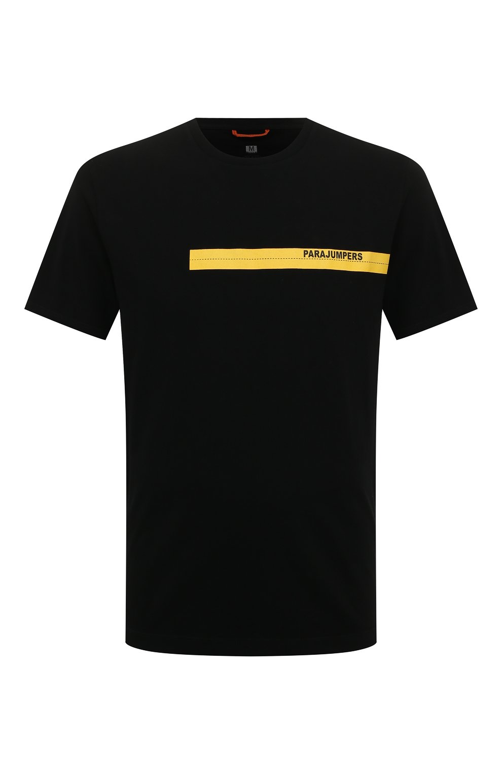 Хлопковая футболка PARAJUMPERS черного цвета по цене 14800 руб., арт. 22SM-PM TEE IT01/TAPE TEE, фото 1 Хлопковая футболка PARAJUMPERS, арт. 22SM-PM TEE IT01/TAPE TEE, фото 1