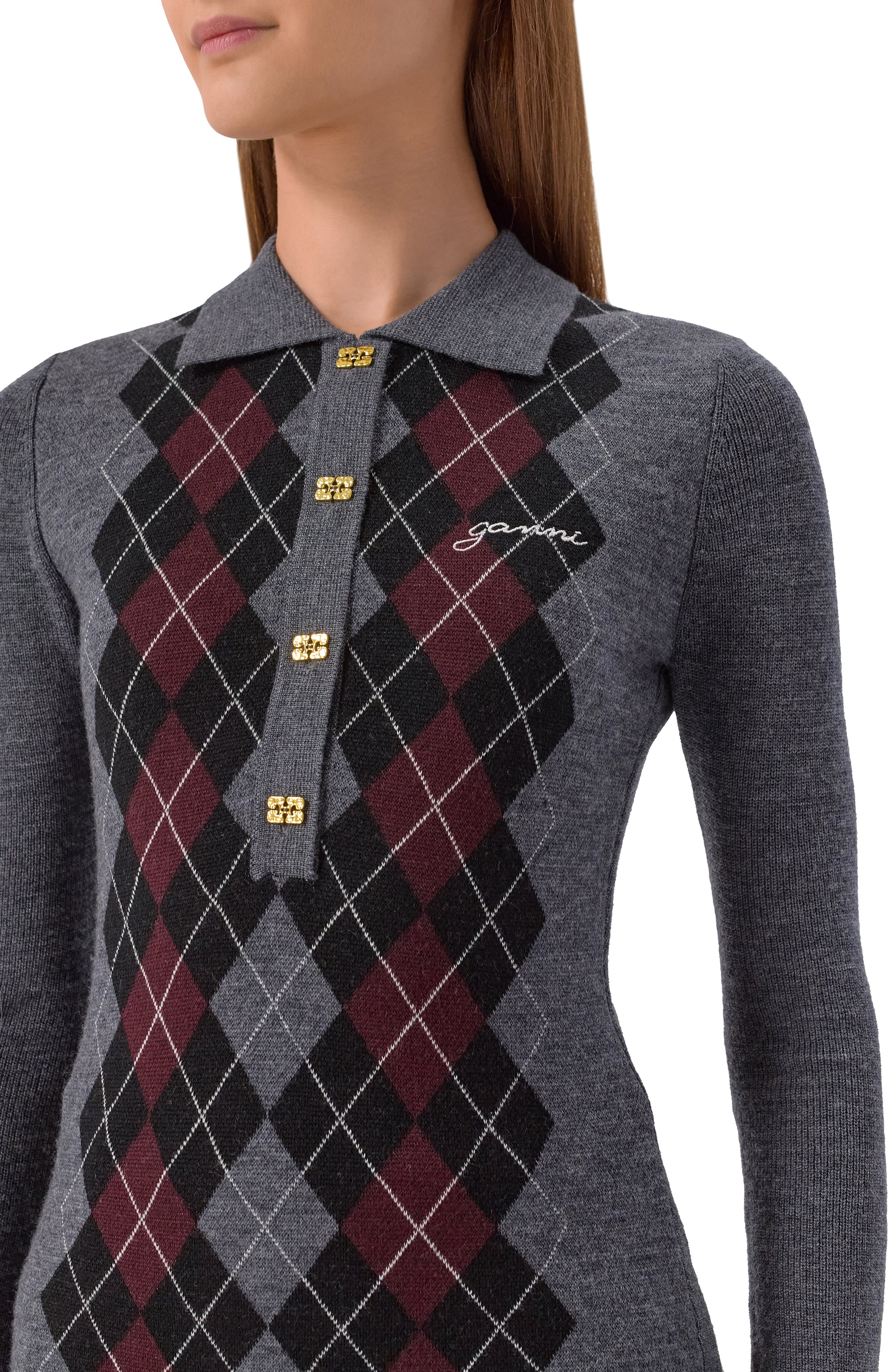 Шерстяное поло GANNI серого цвета по цене 36950 руб., арт. K2314, фото 5 Шерстяное поло GANNI, арт. K2314, фото 5