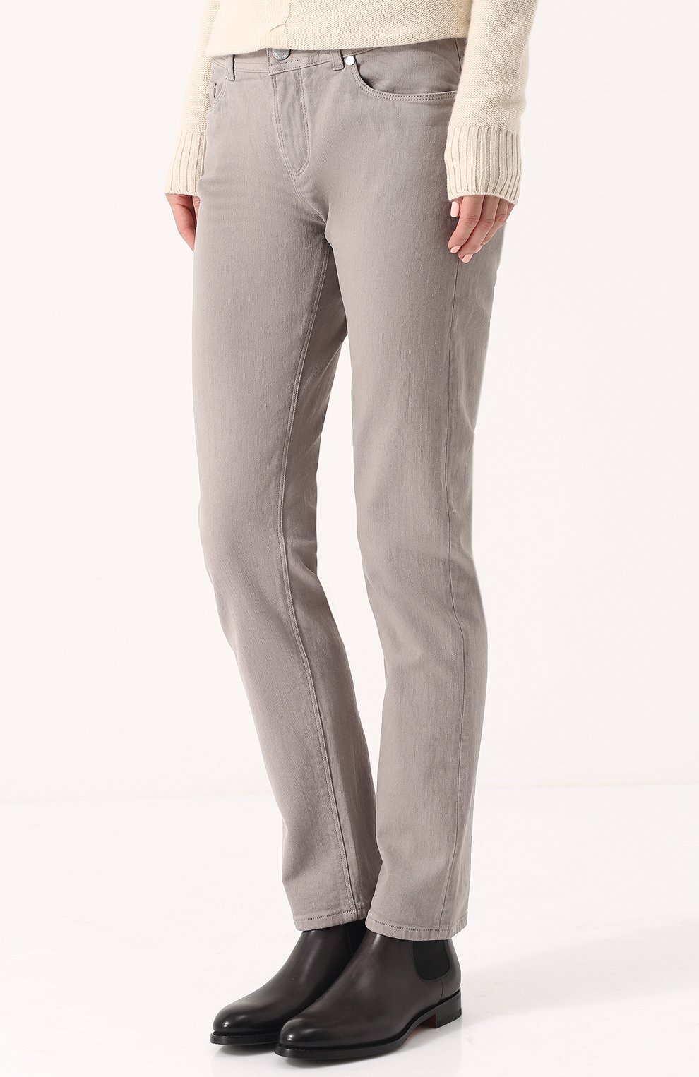 Однотонные джинсы п рямого кроя LORO PIANA, арт. FAF4049, фото 3