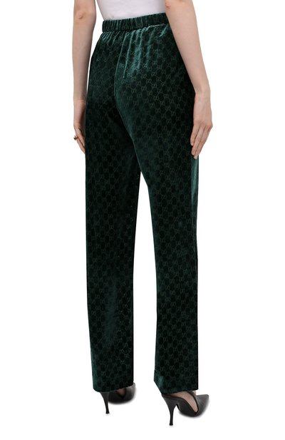Бархатные брюки GUCCI темно-зеленого цвета по цене 119000 руб., арт. 676067/ZAHGE, фото 4 Бархатные брюки GUCCI, арт. 676067/ZAHGE, фото 4