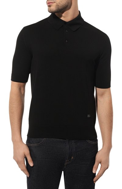 Хлопковое поло DOLCE & GABBANA черного цвета по цене 77200 руб., арт. GXM46T/JACU7, фото 3 Хлопковое поло DOLCE & GABBANA, арт. GXM46T/JACU7, фото 3