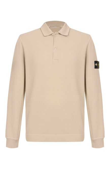Мужское хлопковое поло STONE ISLAND бежевого цвета, арт. 8115649F7 | Фото 1 (Материал внешний: Хлопок; Материал сплава: Проставлено; Длина (для топов): Стандартные; Рукава: Длинные; Драгоценные камни: Проставлено)