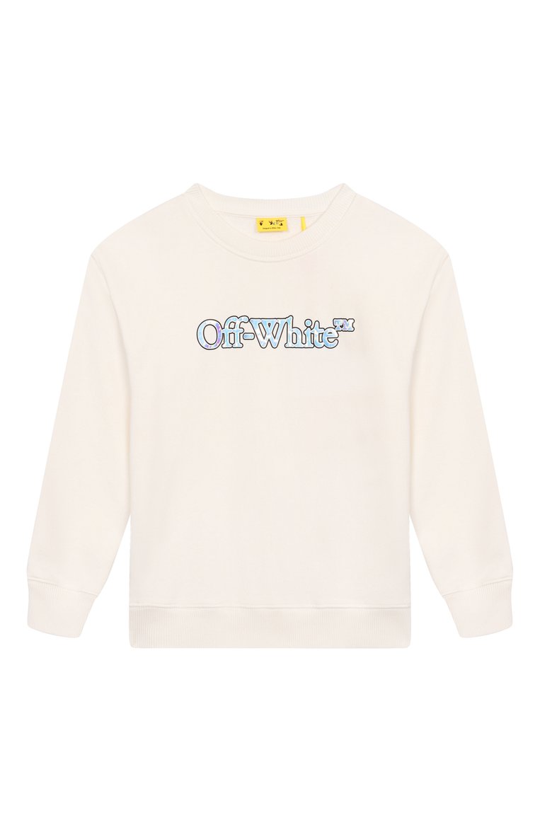 Детский хлопковый свитшот OFF-WHITE молочного цвета, арт. 0GBA001S25FLE001/4-12 | Фото 1 (Автоматизация состава: Проставлено; Материал внешний: Хлопок; Рукава: Длинные; Автоматизация ТО: Проставлено; Девочки Кросс-КТ: Свитшот-одежда; Ростовка одежда: 10 - 11 лет | 140 - 146см, 12 лет | 152 см, 8 лет | 128 см, 6 лет | 116 см, 4 года | 104 см)
